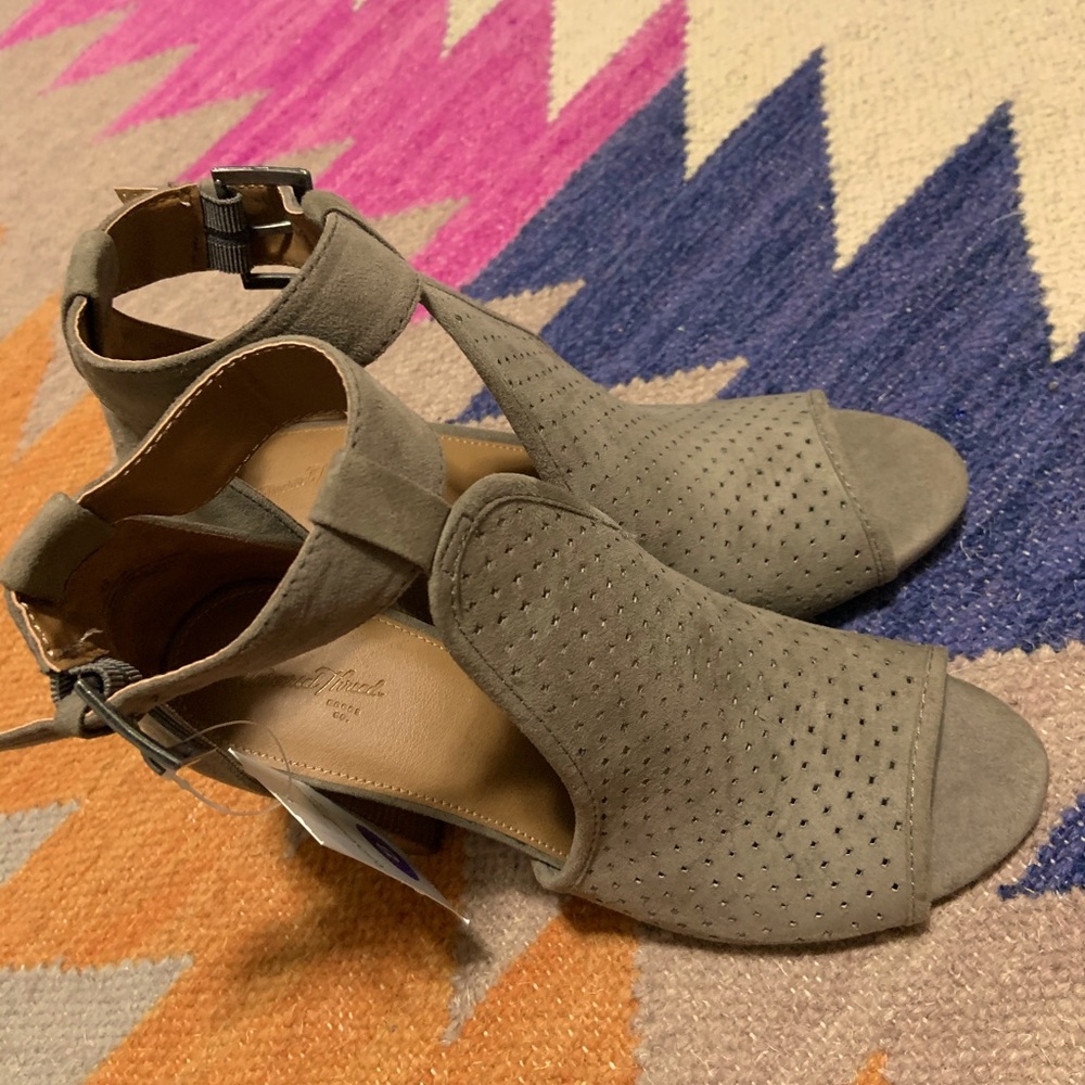Taupe Open Toe Chunky Block Heel Ankle Bootie